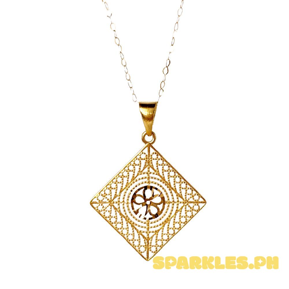 18k Saudi Gold Set Diamond Tile + Tauco Chain lv3