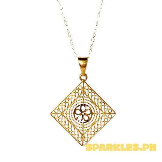 18k Saudi Gold Set Diamond Tile + Tauco Chain lv3