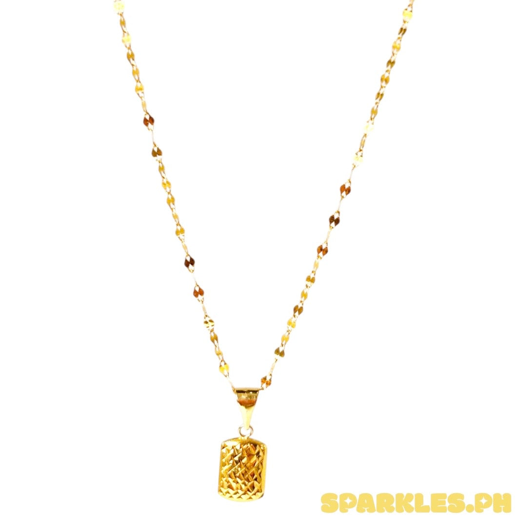 18k Saudi Gold Dancing Chain Manipis Level 2 + 18k Saudi Gold Square Diacut Pendant