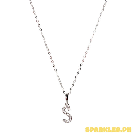 18k Natural Diamond - Initial S Necklace