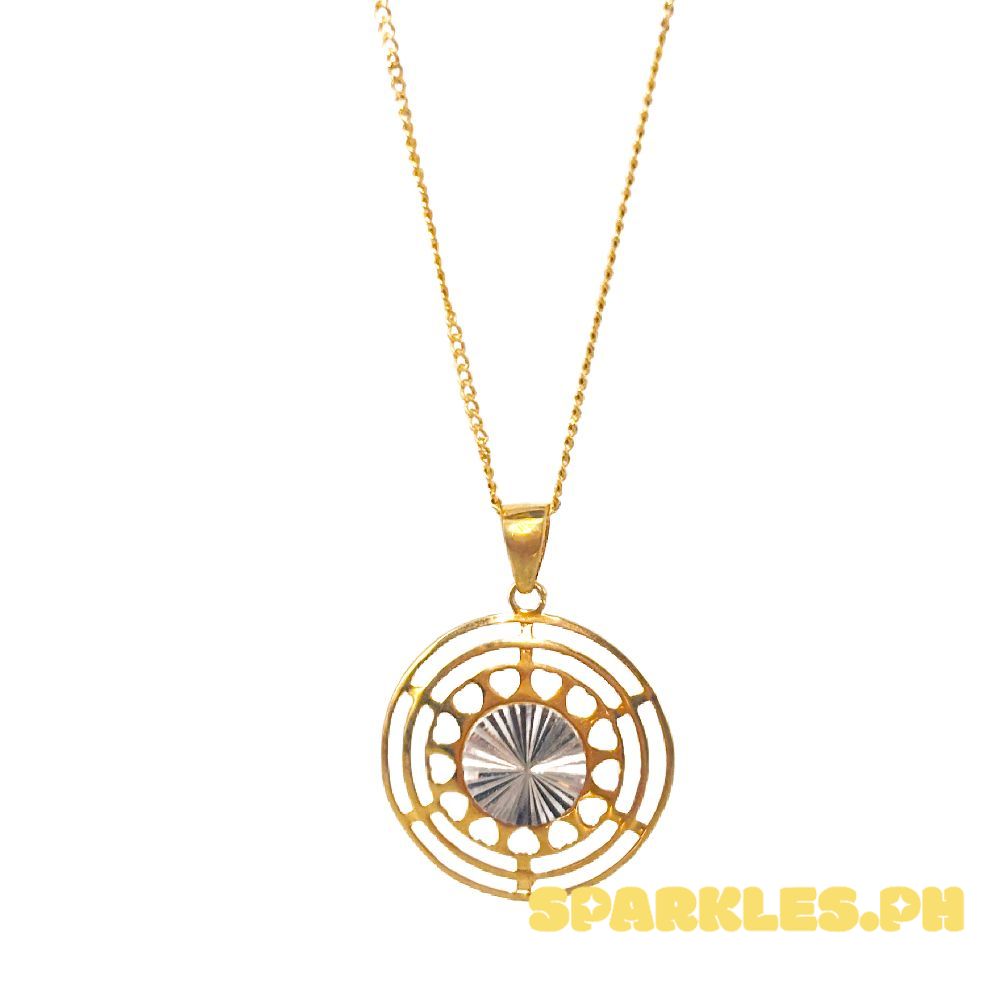 18k Saudi Gold Set 2Tone Disc + Cadena Chain 20"