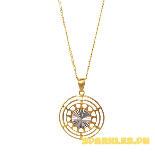 18k Saudi Gold Set 2Tone Disc + Cadena Chain 20"