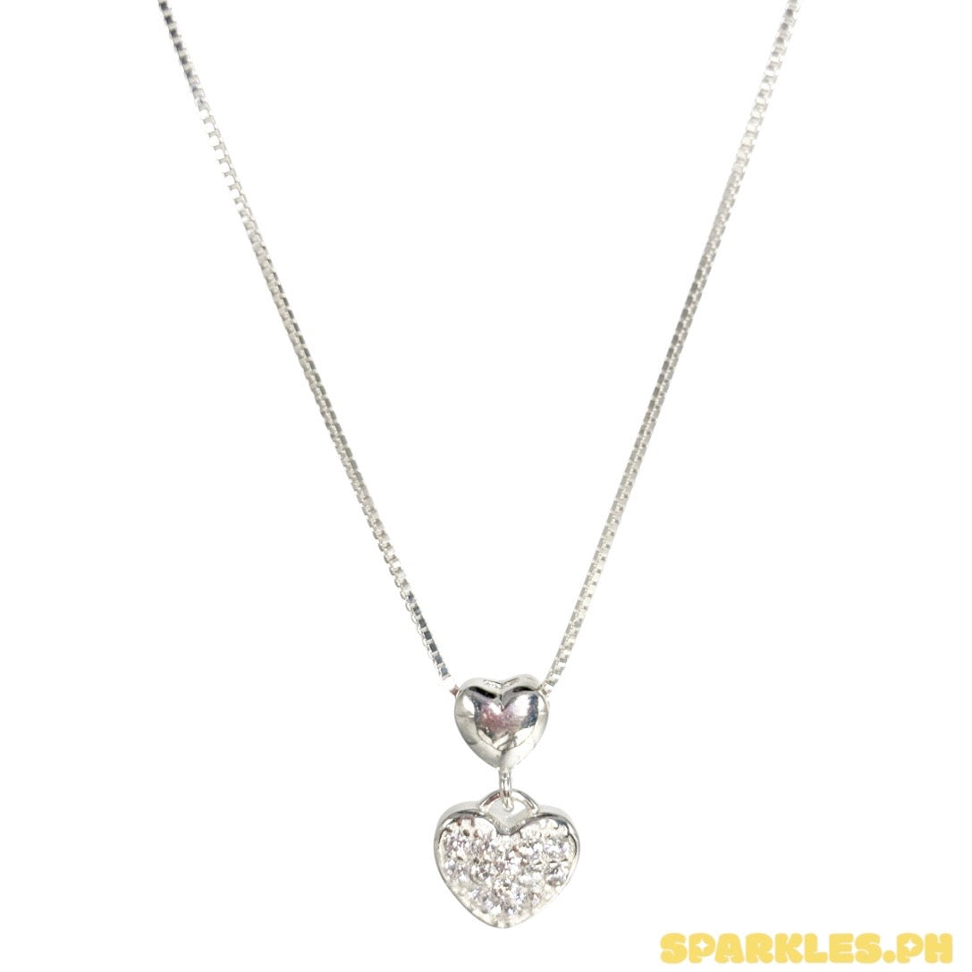 MT - 92.5 Sterling Silver - Heart Drop Necklace
