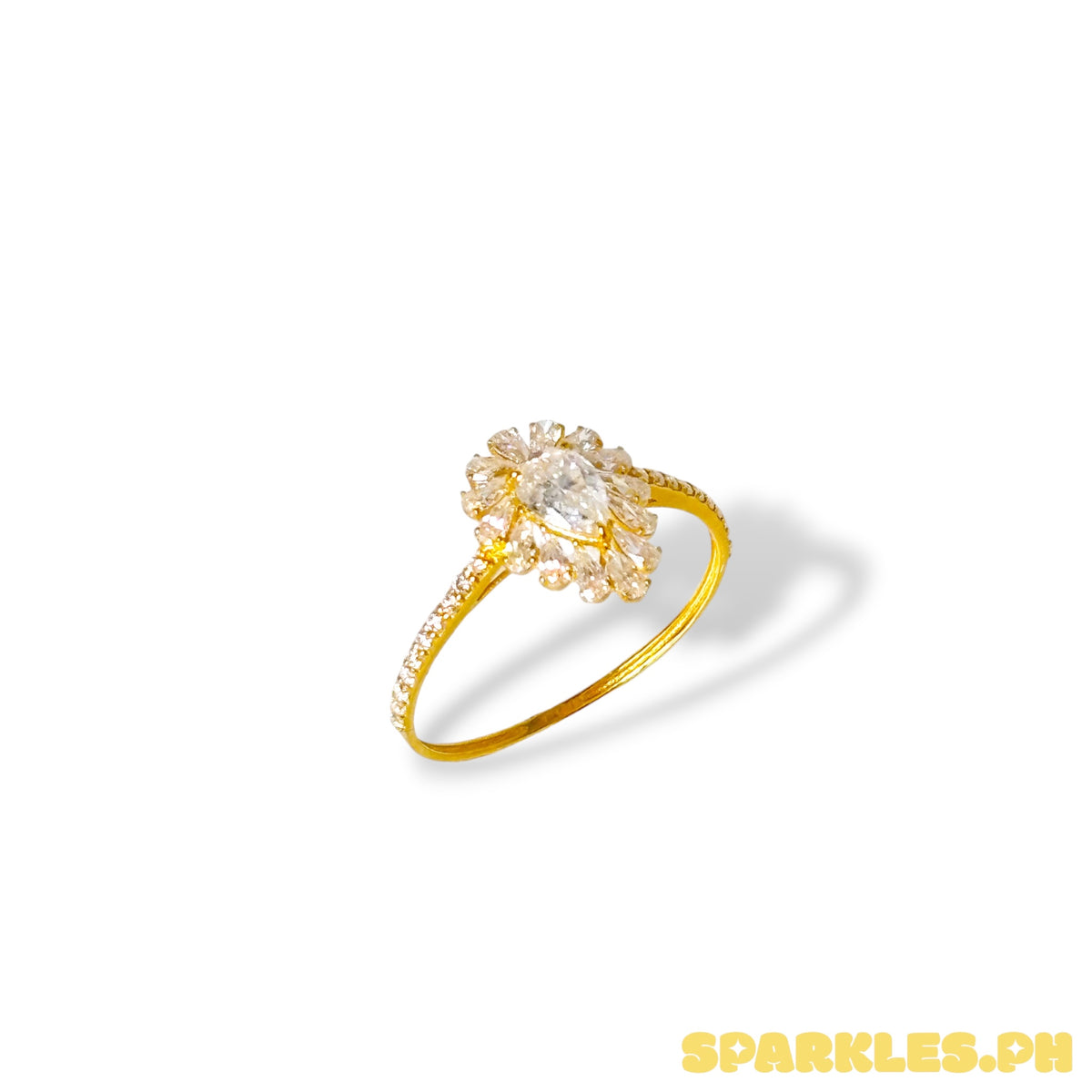 18k Saudi Gold Moissanite Tassel Ring Size 8