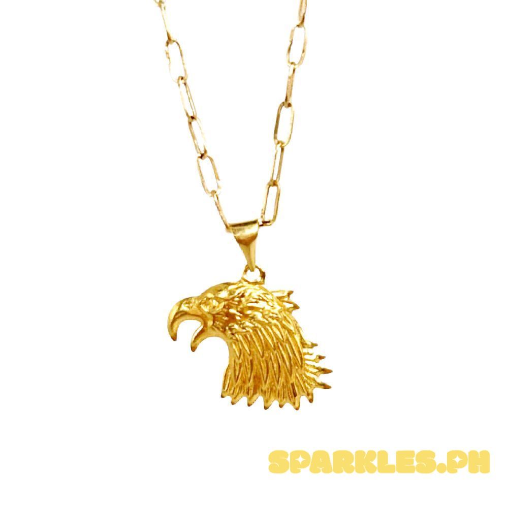 18k Saudi Gold Set Eagle Pendant + Micro Paperclip Makapal 20"