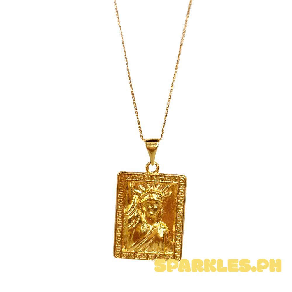 18k Saudi Gold Set Fenfen Statue + Foxtail Chain 18"