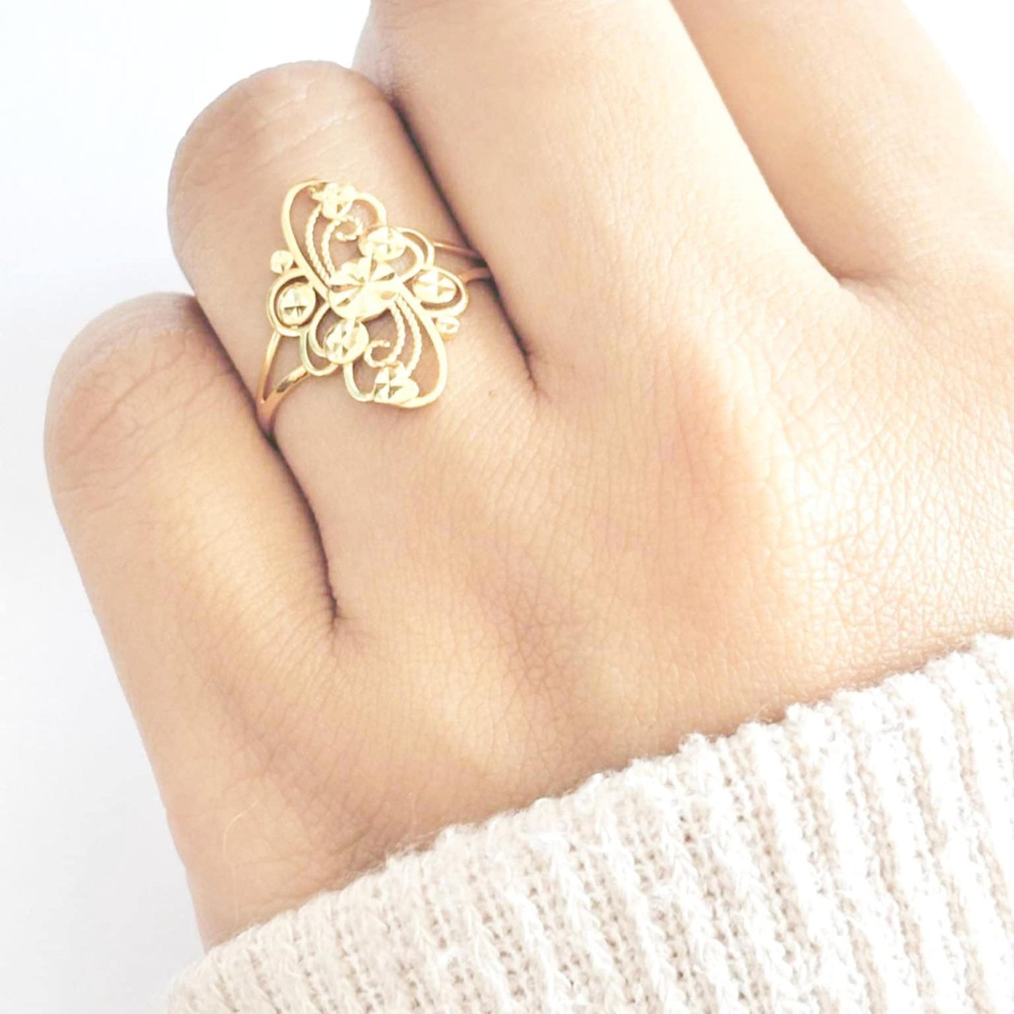 18k Saudi Gold Swirl Ring - SKU-JSYNJ2WM