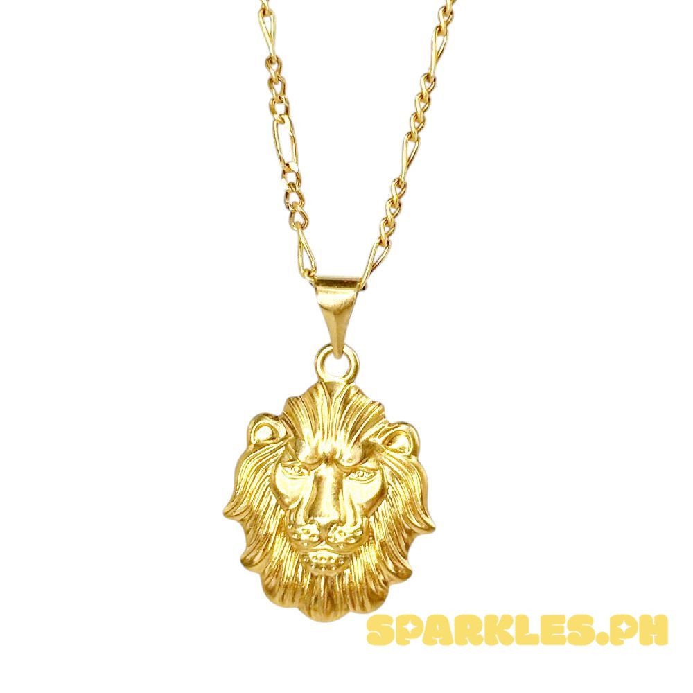18k Saudi Gold Set Lion Head + Micro Chain Makapal 22"