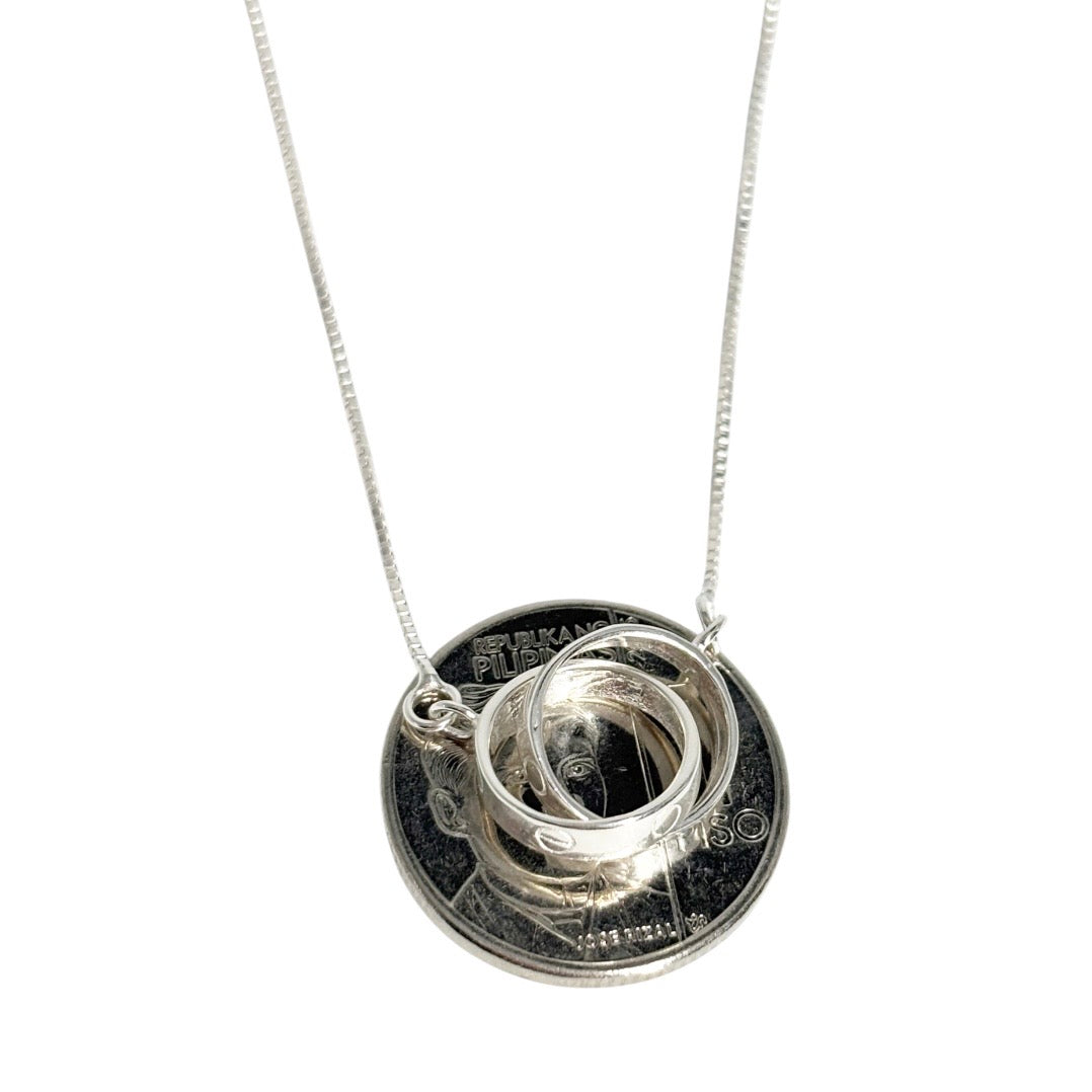 MT - 92.5 Sterling Silver - Twin Circle Necklace