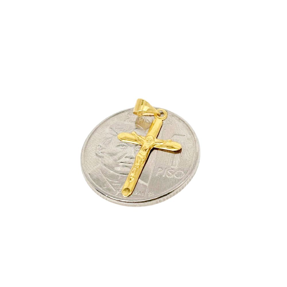 18k Saudi Gold Jesus Cross Plain Pendant - SKU-T1MG0VIG