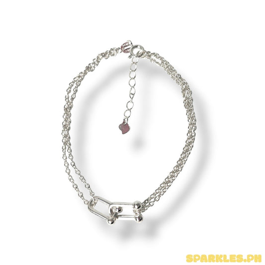 92.5 92.5 Sterling Silver - Double Layer U Bar Bracelet
