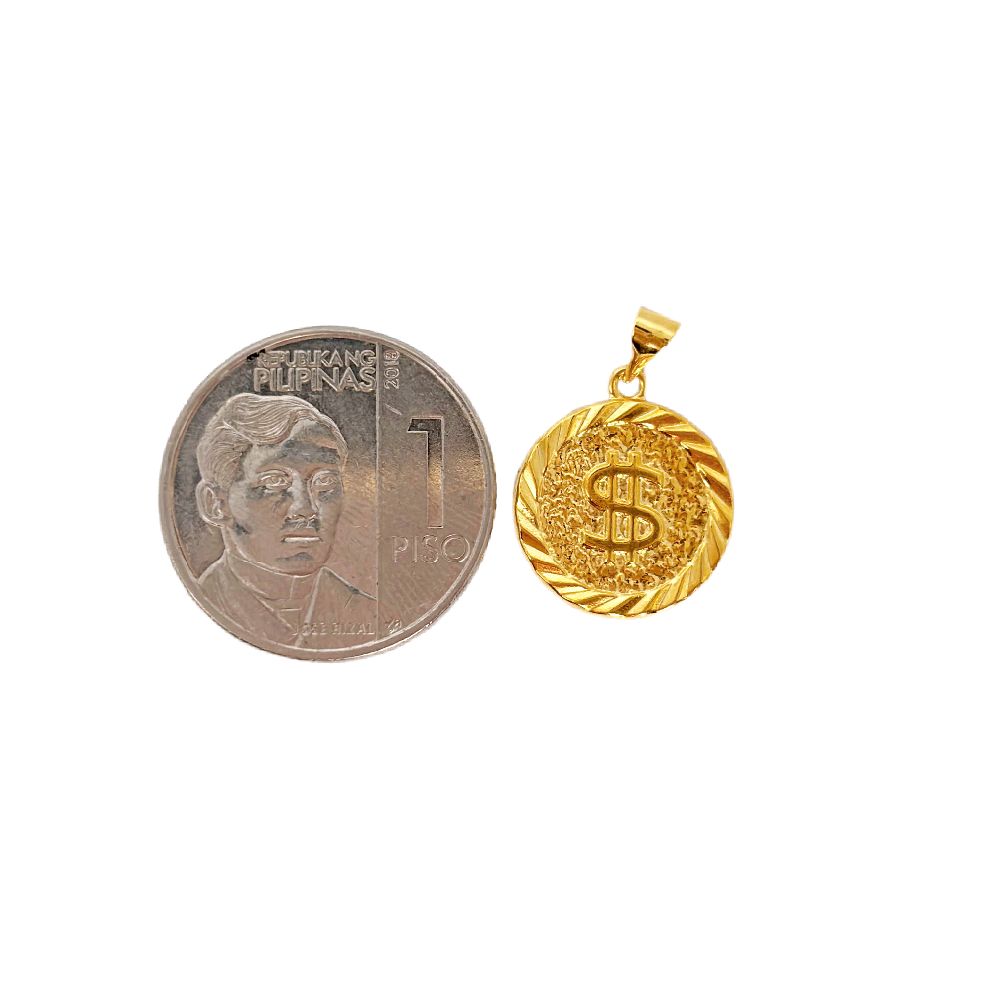 18k Saudi Gold Dollar Coin Pendant -  SKU-JFK6L0FU