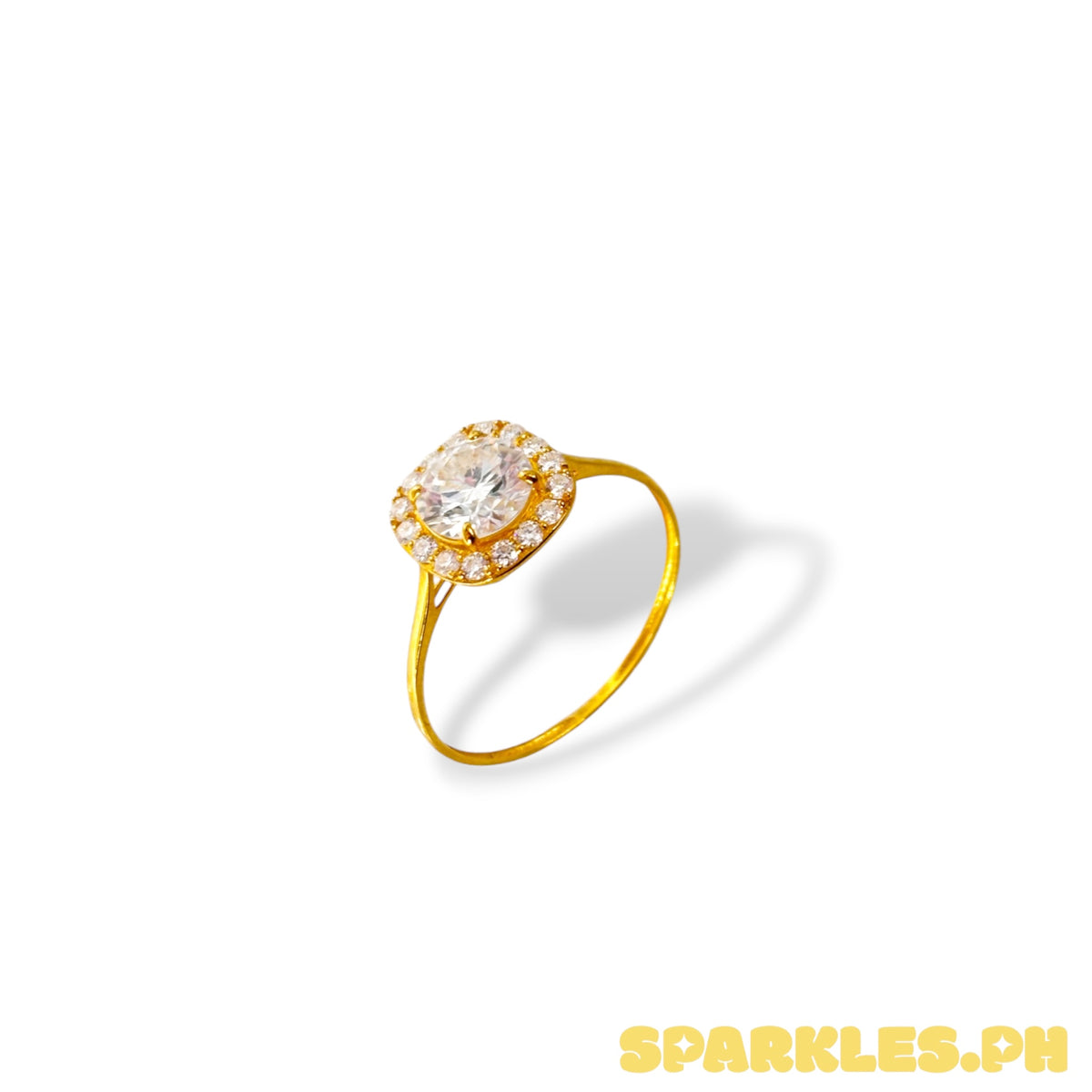 18k Saudi Gold Moissanite Round Cut Ring Size 8
