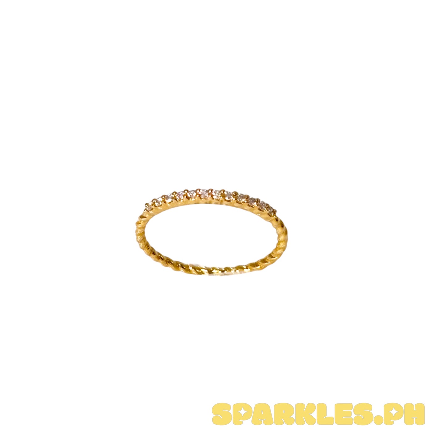 18k Natural Diamond 0.120ct Yellow Gold Half Eternity Ring - SKU-5FXH06IK