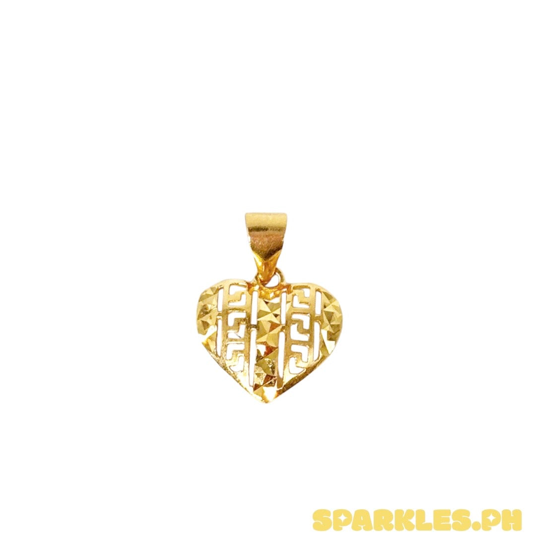 18k Saudi Gold Diacut Fenfen Heart Pendant