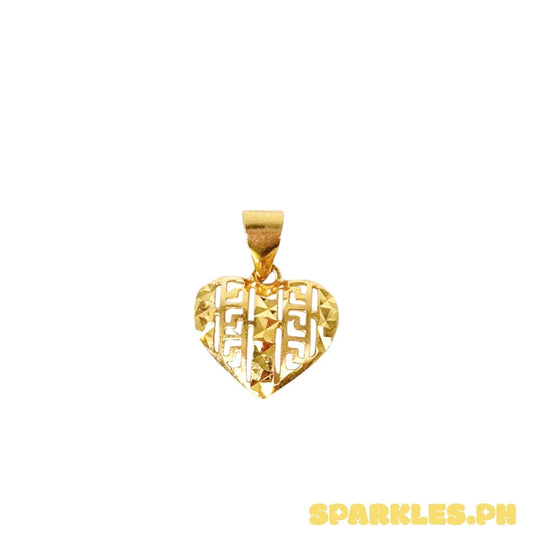 18k Saudi Gold Diacut Fenfen Heart Pendant