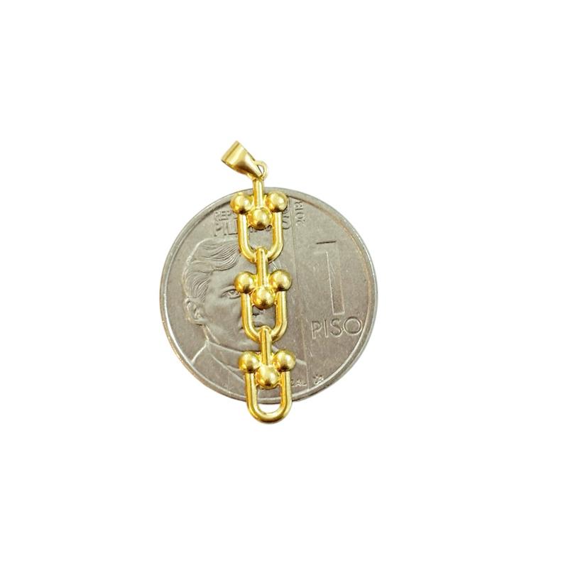 18k Saudi Gold Set Triplet U-Bar + Foxtail Chain 18”