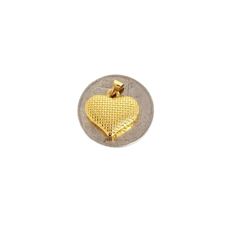 18k Saudi Gold Jumbo Dotted Heart + Diacut Circle Chain 16”