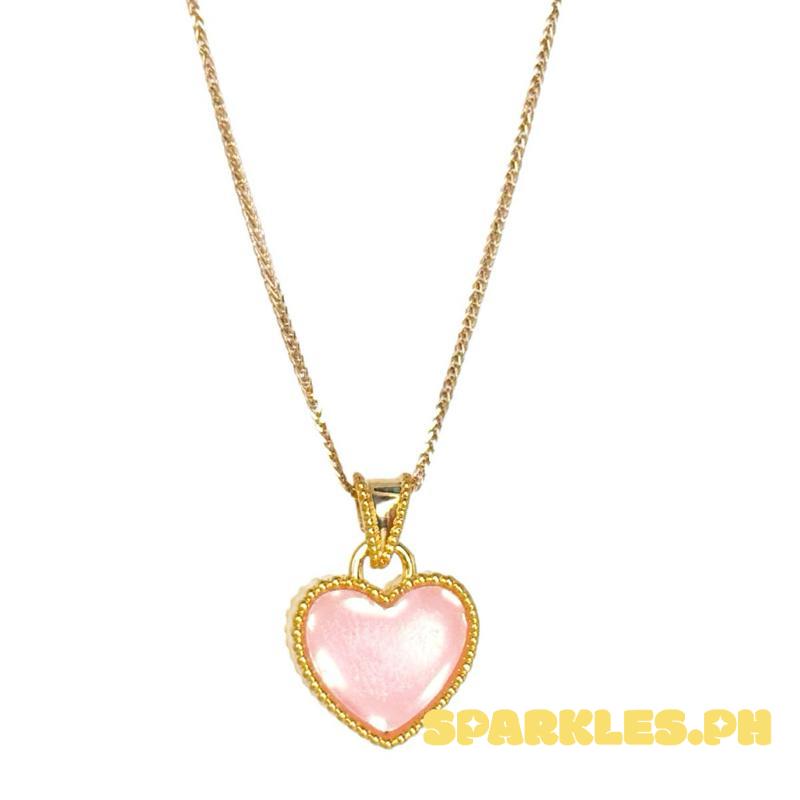 18k Saudi Gold Set AMPAW/HOLLOW 10mm Heart + Foxtail Chain 18”