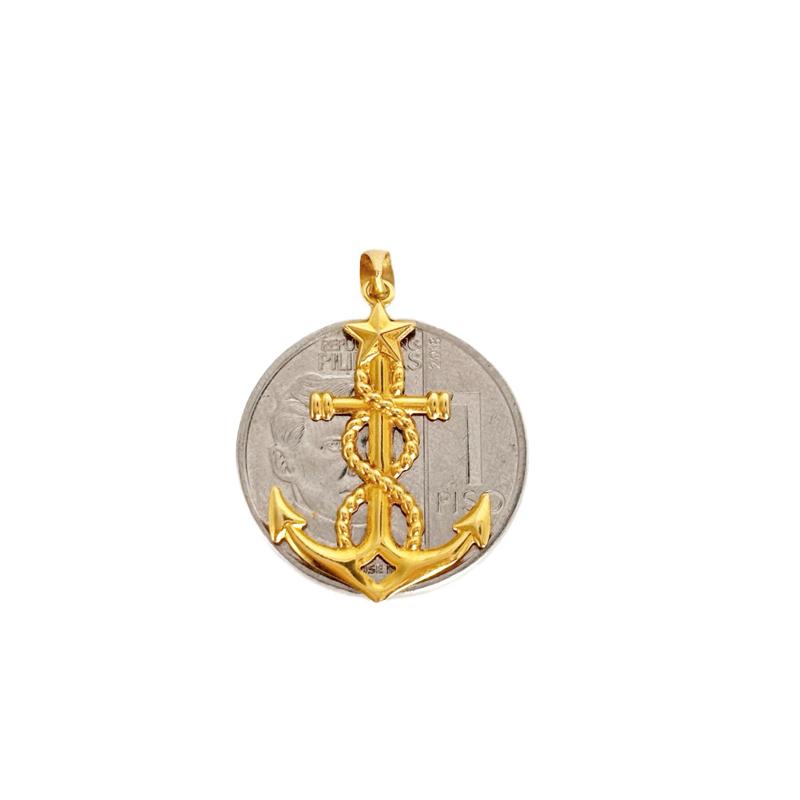 18k Saudi Gold Set Anchor Star + Big Tauco Chain 18”