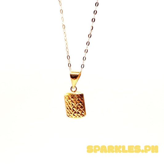 18k Saudi Gold SET LV1 Tauco with Diasquare Pendant Solid Pawnable