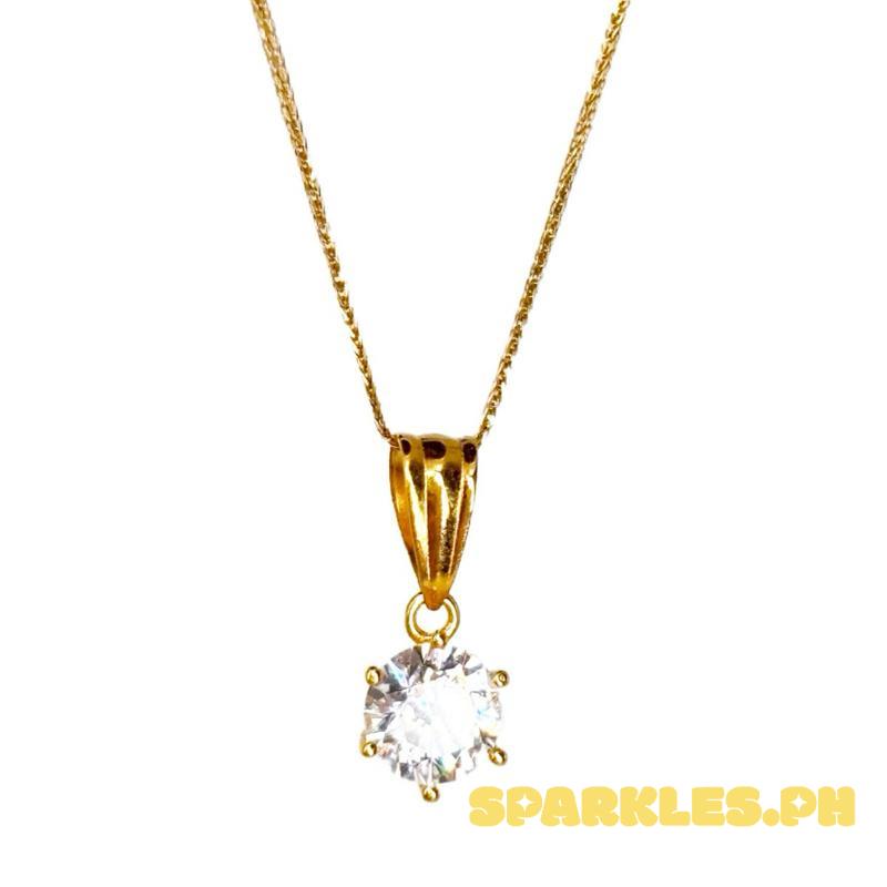18k Saudi Gold Set Solid Moissanite + Foxtail Chain 18”