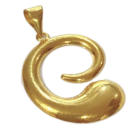 18k Saudi Gold Spiral Teardrop Type Pendant