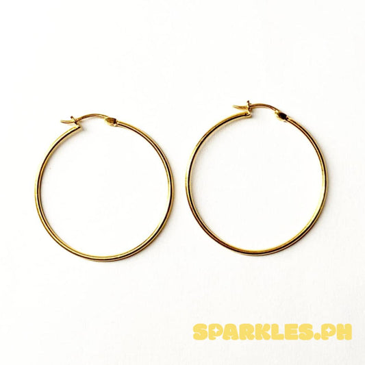 18k Saudi Gold 25mm Simple Hoop Earring - SKU-V3YAQ1XQ