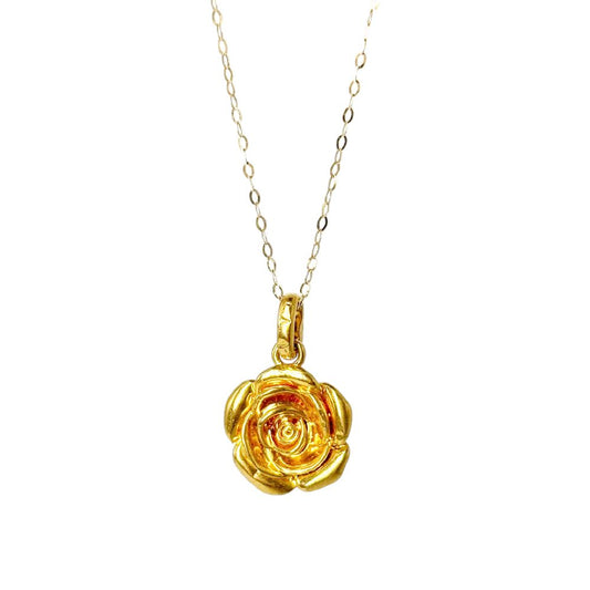 18k Saudi Gold Set Rose Flower Style AMPAW + Tauco Chain lv1