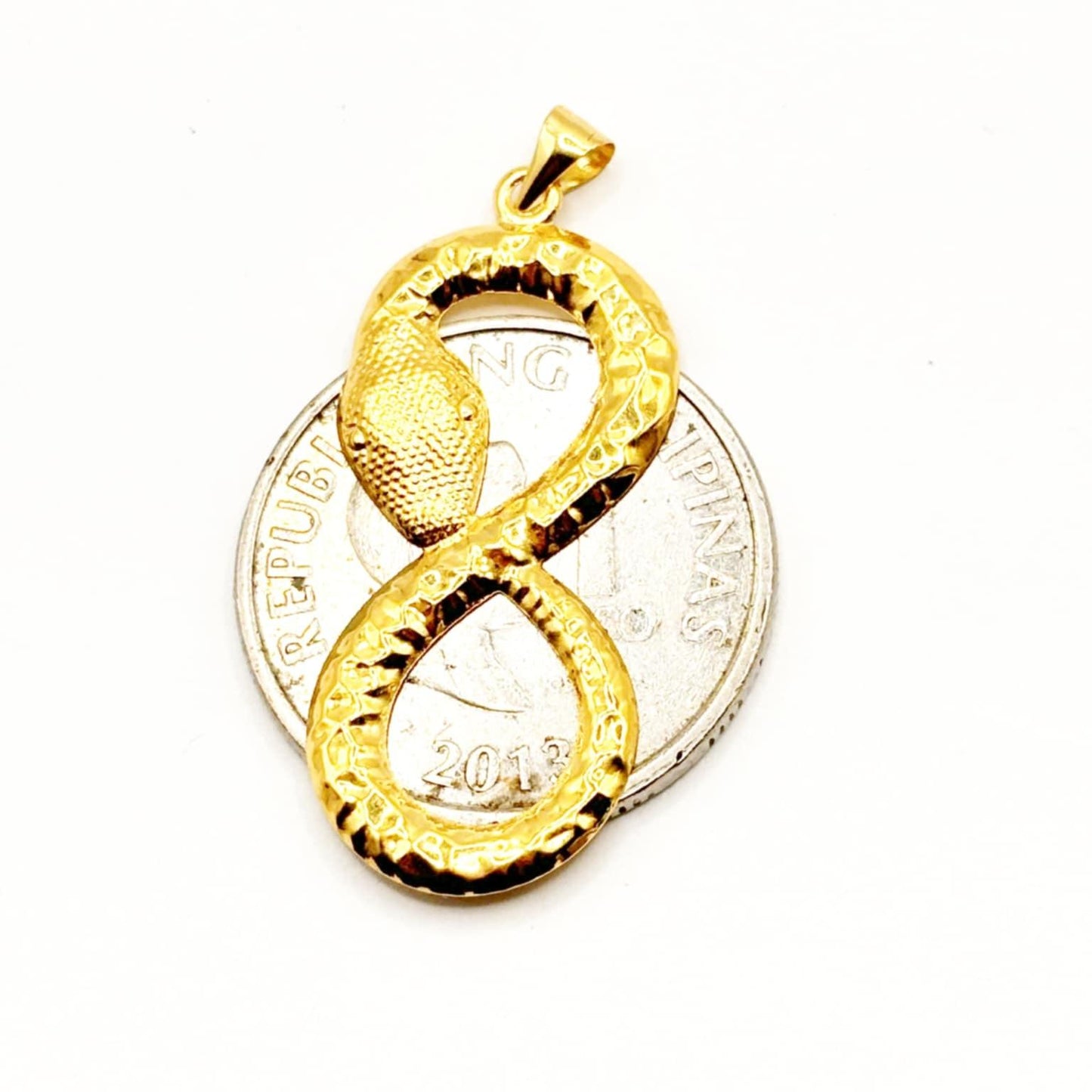 18k Saudi Gold Infinity Snake Pendant - SKU-9OR9DS2P