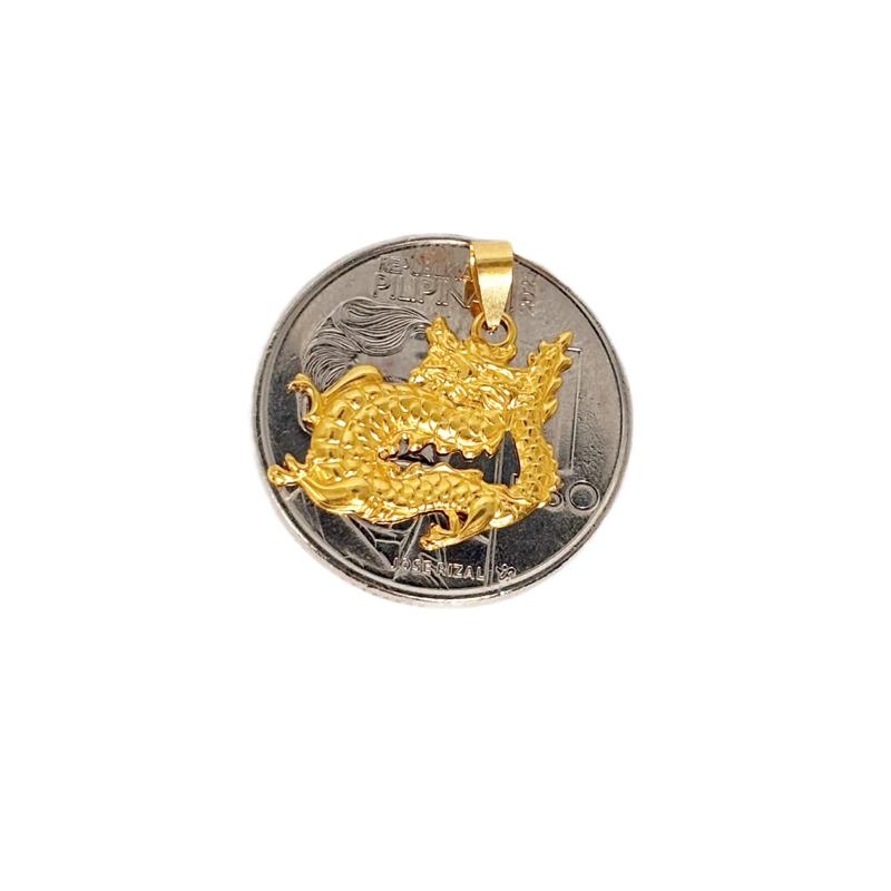 18k Saudi Gold Set Dancing Dragon + Figaru Chain 18”