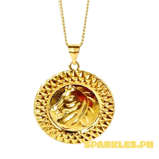18k Saudi Gold Set Head Horse + Cadena Chain 22"