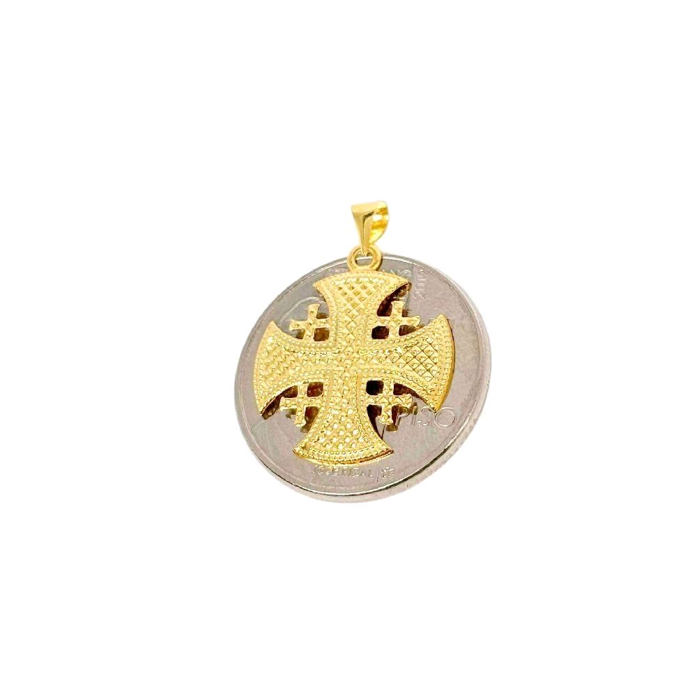 18k Saudi Gold Set Four Way Cross + Micro Paperclip Makapal 18"