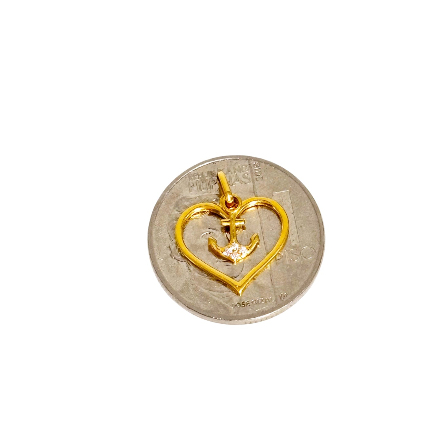 18k Saudi Gold Love Anchor Pendant - SKU-IT1KNFBJ