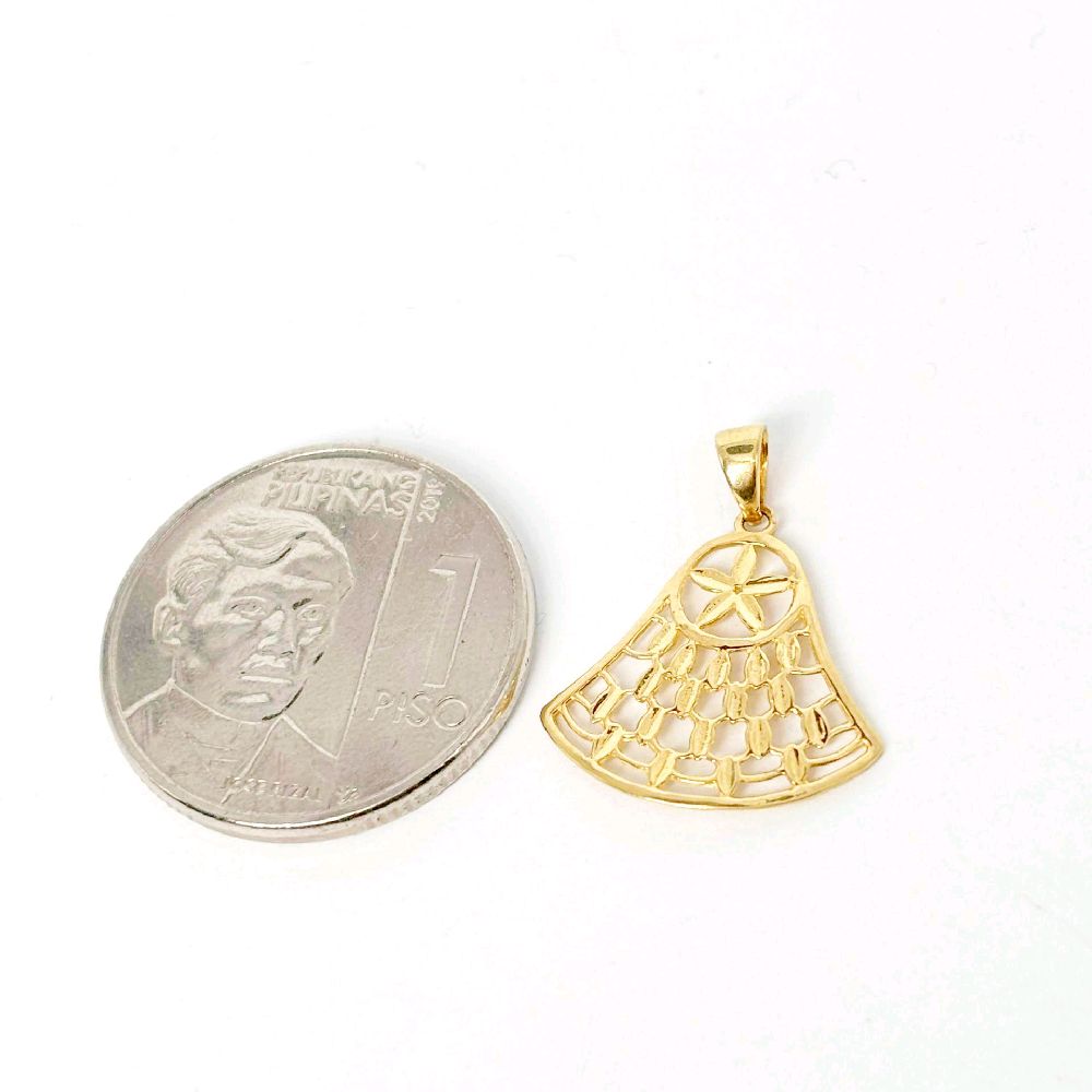 18k Saudi Gold Star Bell Pendant - SKU-F3G2UM3C