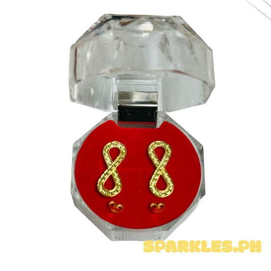 18k Saudi Gold Infinity Earrings Only Lightweight - SKU-AU5Z3601