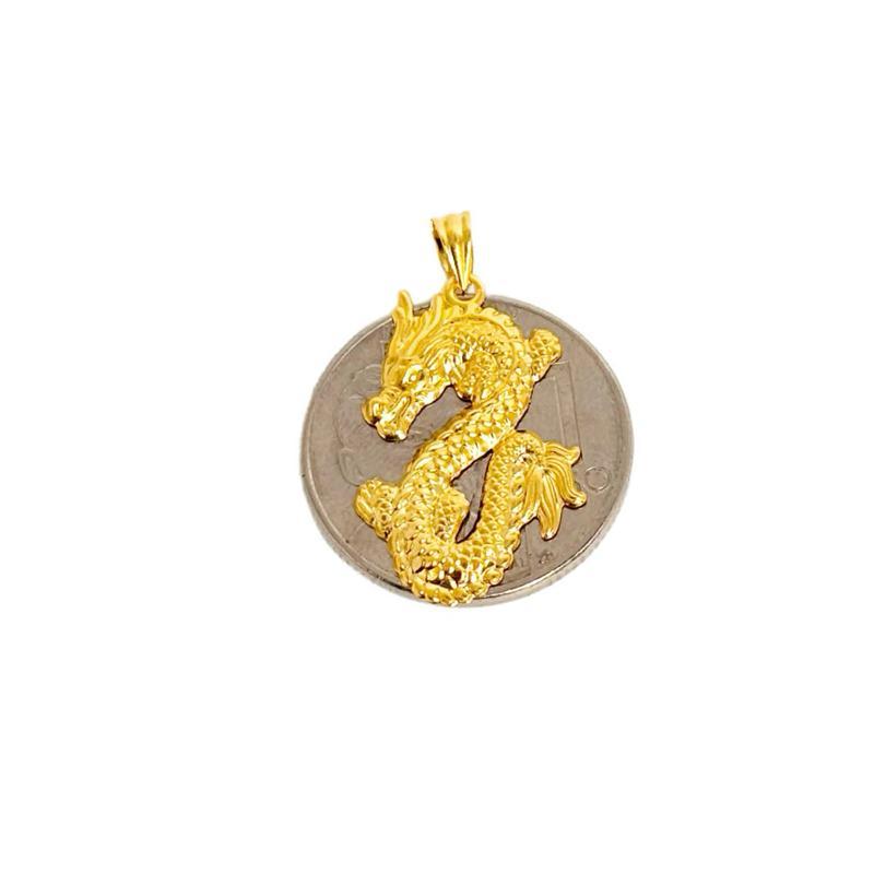 18k Saudi Gold Set Dragon Pendant + Figaru Chain 20”