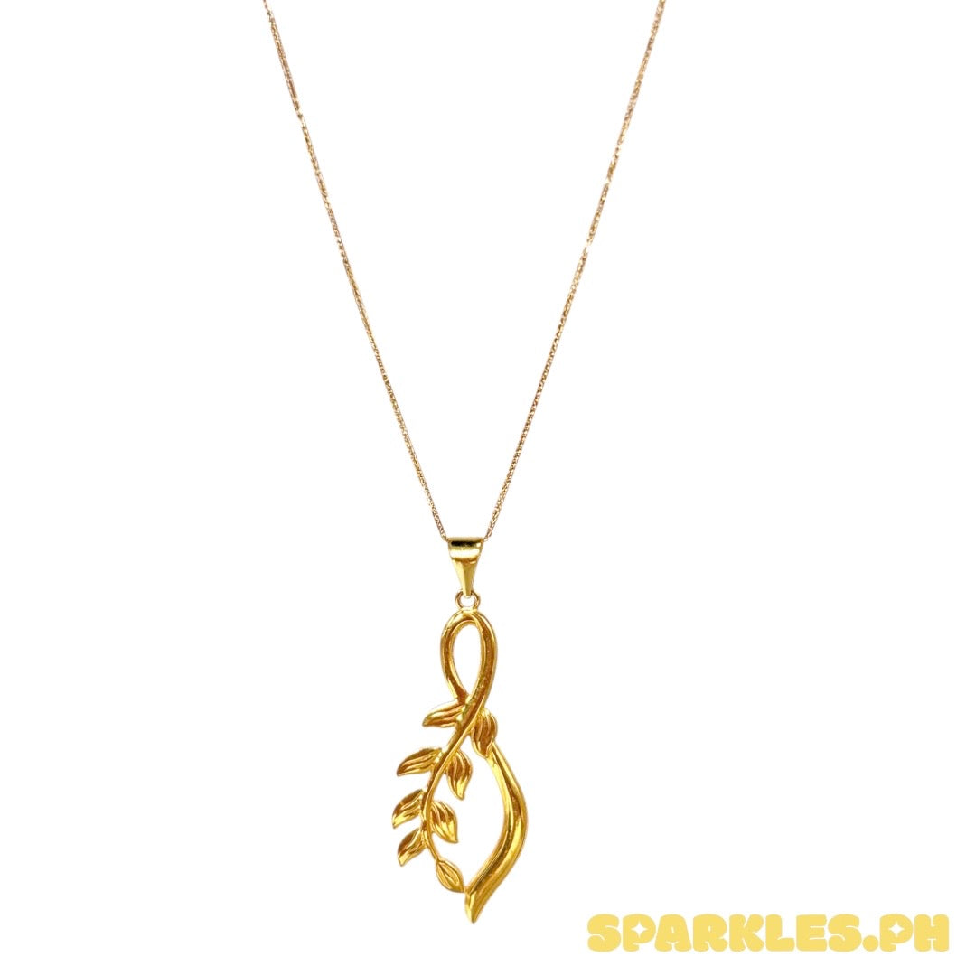 18k Saudi Gold Foxtail Chain 18" + 18k Saudi Gold Petal Design Pendant