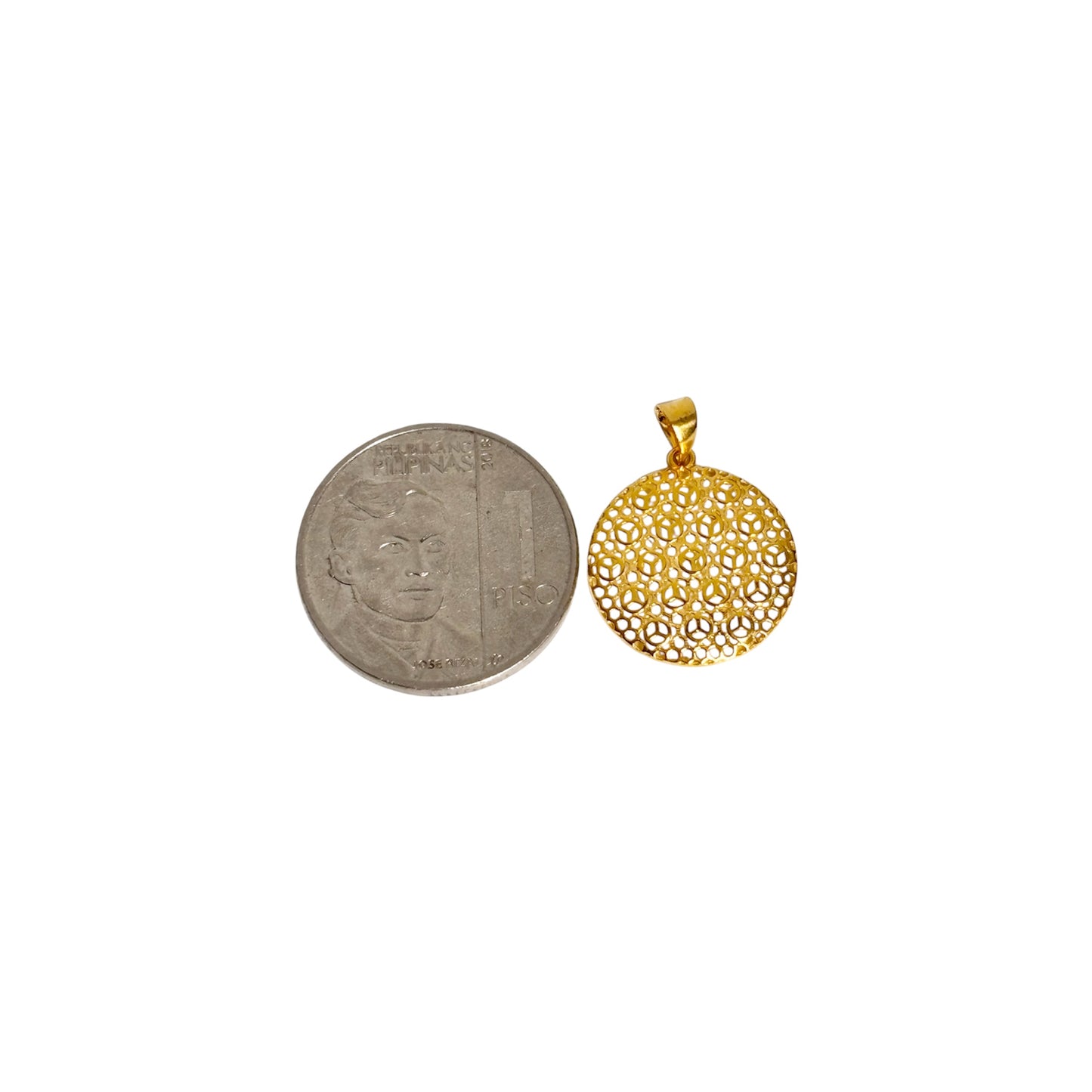 18k Saudi Gold Moonlace Pendant - SKU-BF1UO1XN
