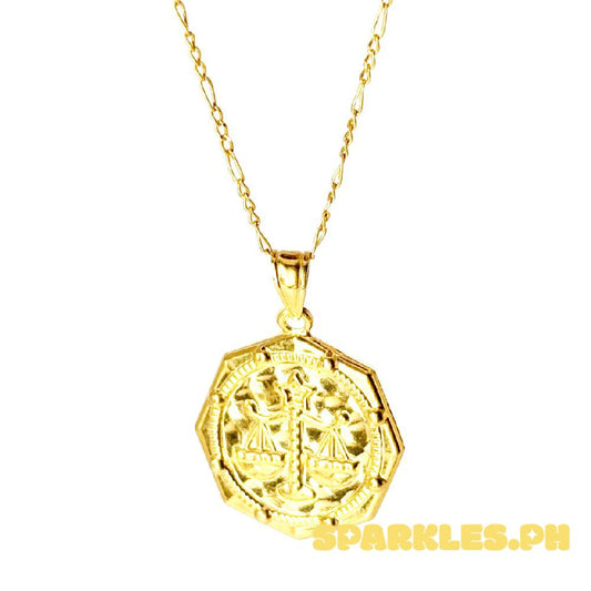 18k Saudi Gold Scale Pendant + Figaru Chain 18"