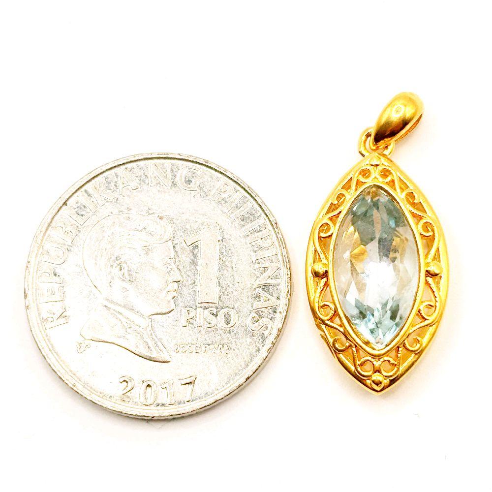 AMPAW/HOLLOW 18k Saudi Gold Oval Topaz  Pendant - SKU-02K19N2K