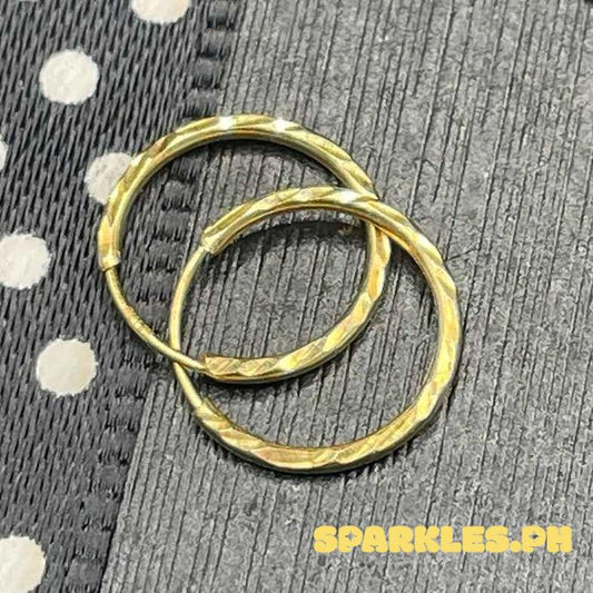 18k Saudi Gold 8mm Diacut Loop Earring Solid Pawnable