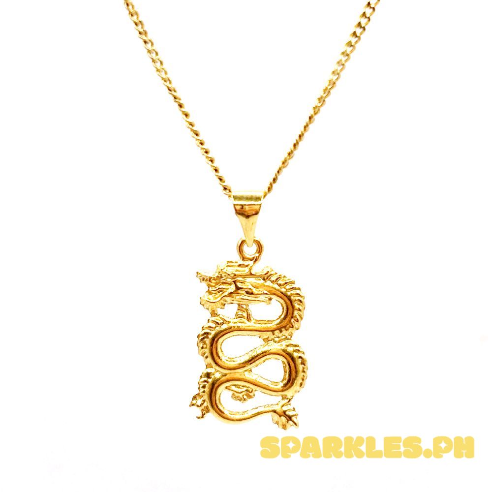 18k Saudi Gold Set Spiral Dragon + Cadena Chain 20"