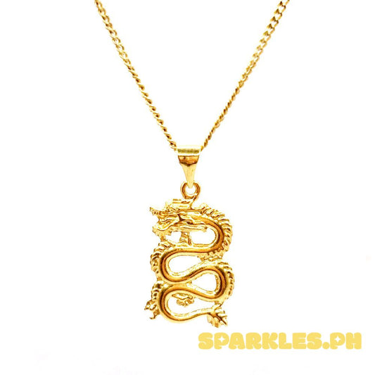 18k Saudi Gold Set Spiral Dragon + Cadena Chain 20"