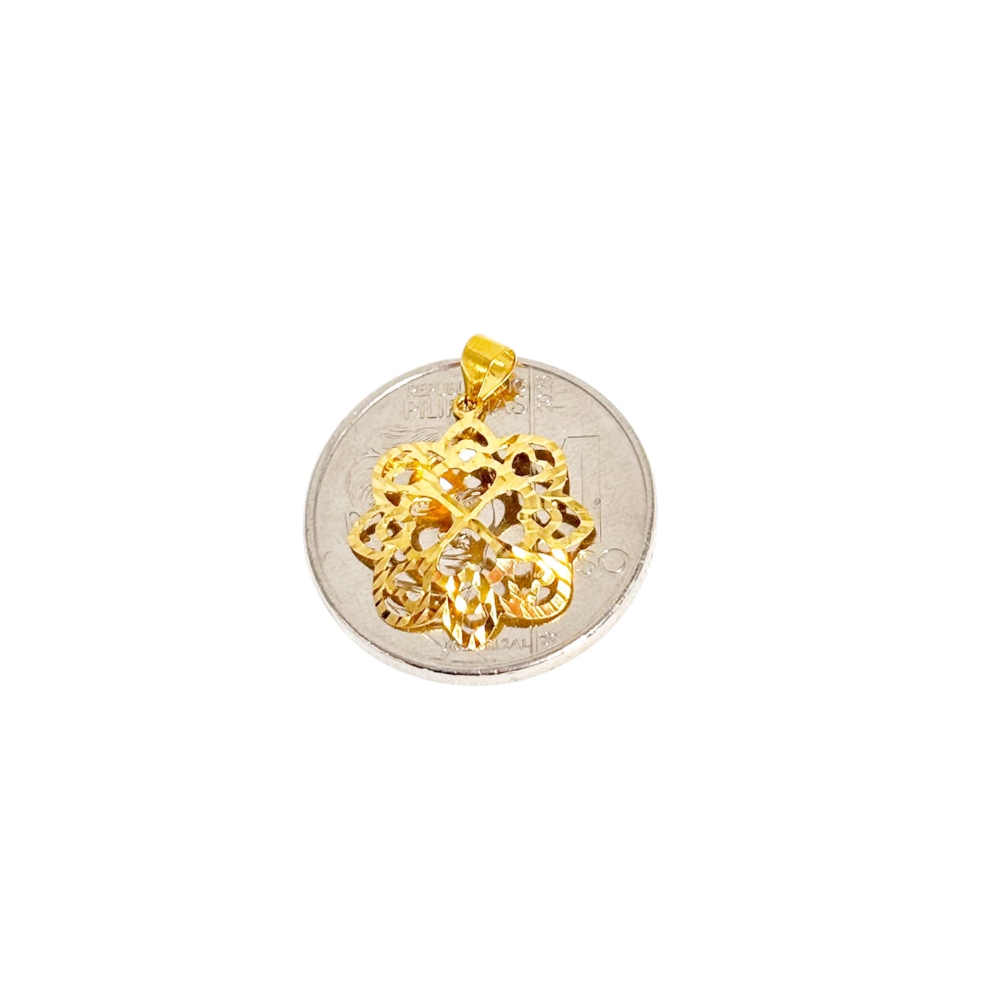 18k Saudi Gold  Splash Multi Heart Pendant .38 grams - SKU-FYT973B5