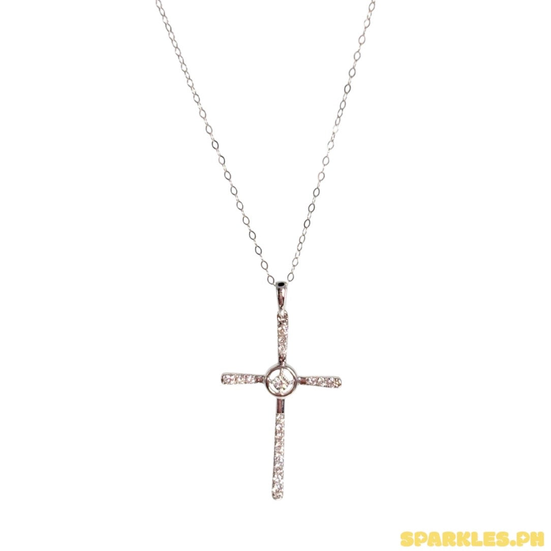 18k Natural Diamond - Crucifix Cross Necklace