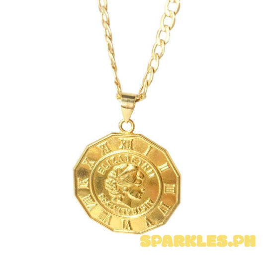 18k Saudi Gold Set Clock Elizabeth + Cadena Chain 18" V2