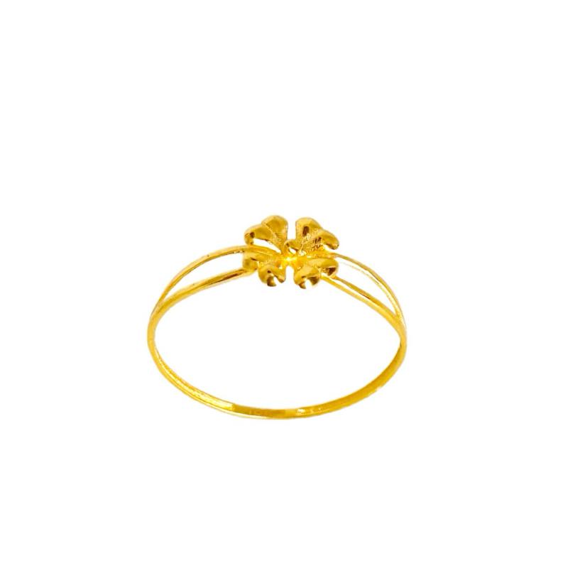 18k Saudi Gold Four Leaf Ring - SKU-DZNB6W39