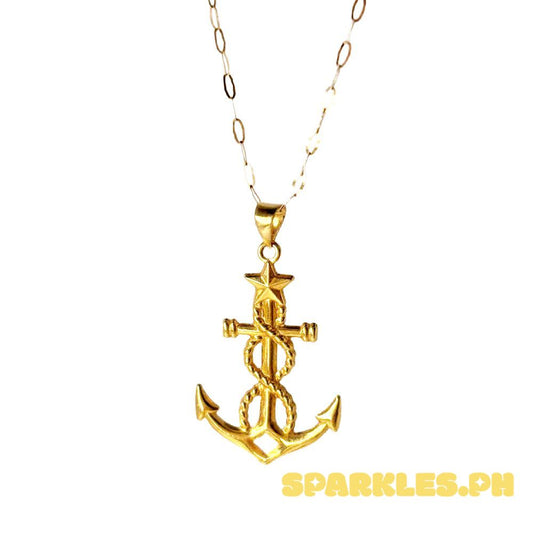 18k Saudi Gold Set Anchor Star + Micro Paperclip 20"