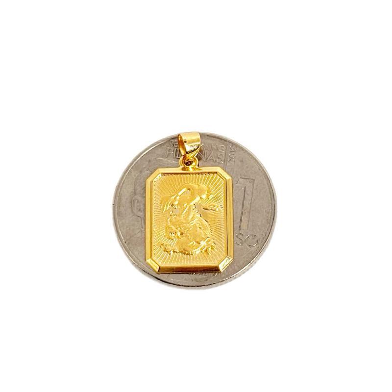 18k Saudi Gold Set Dragon Tag + Foxtail Makapal Chain 18”